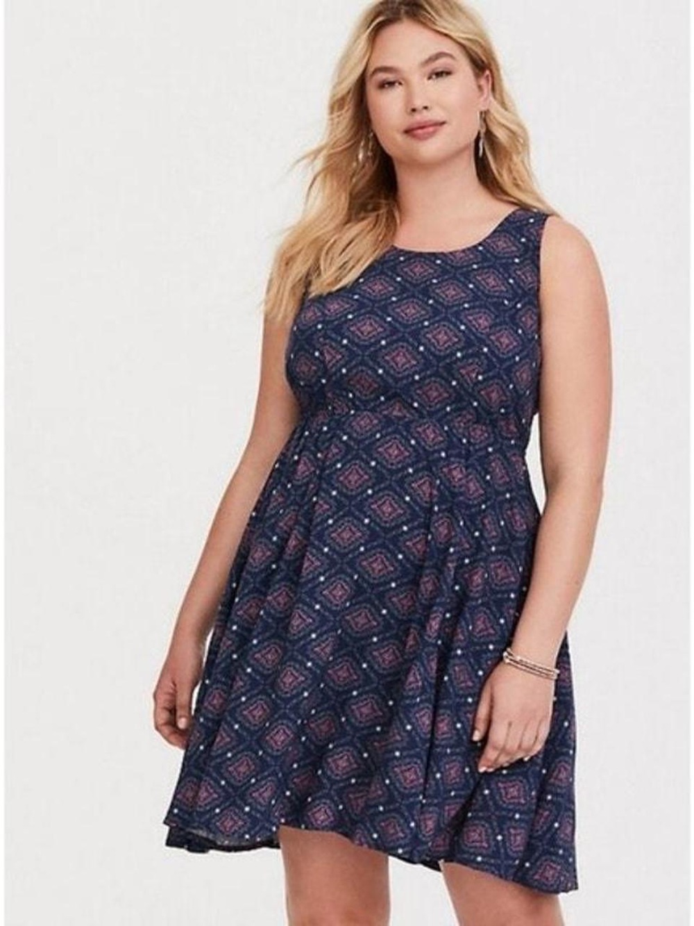 torrid Navy and Pink Printed Dress